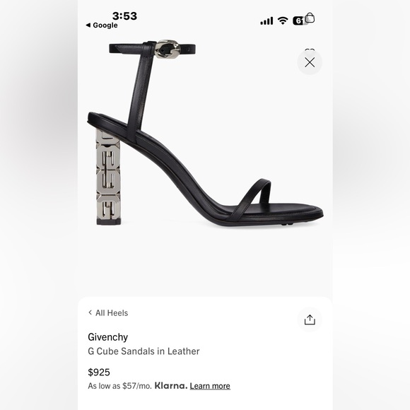 Givenchy Black and Silver G-Cube Ankle Strap Sandals size 37.5 - Picture 2 of 10